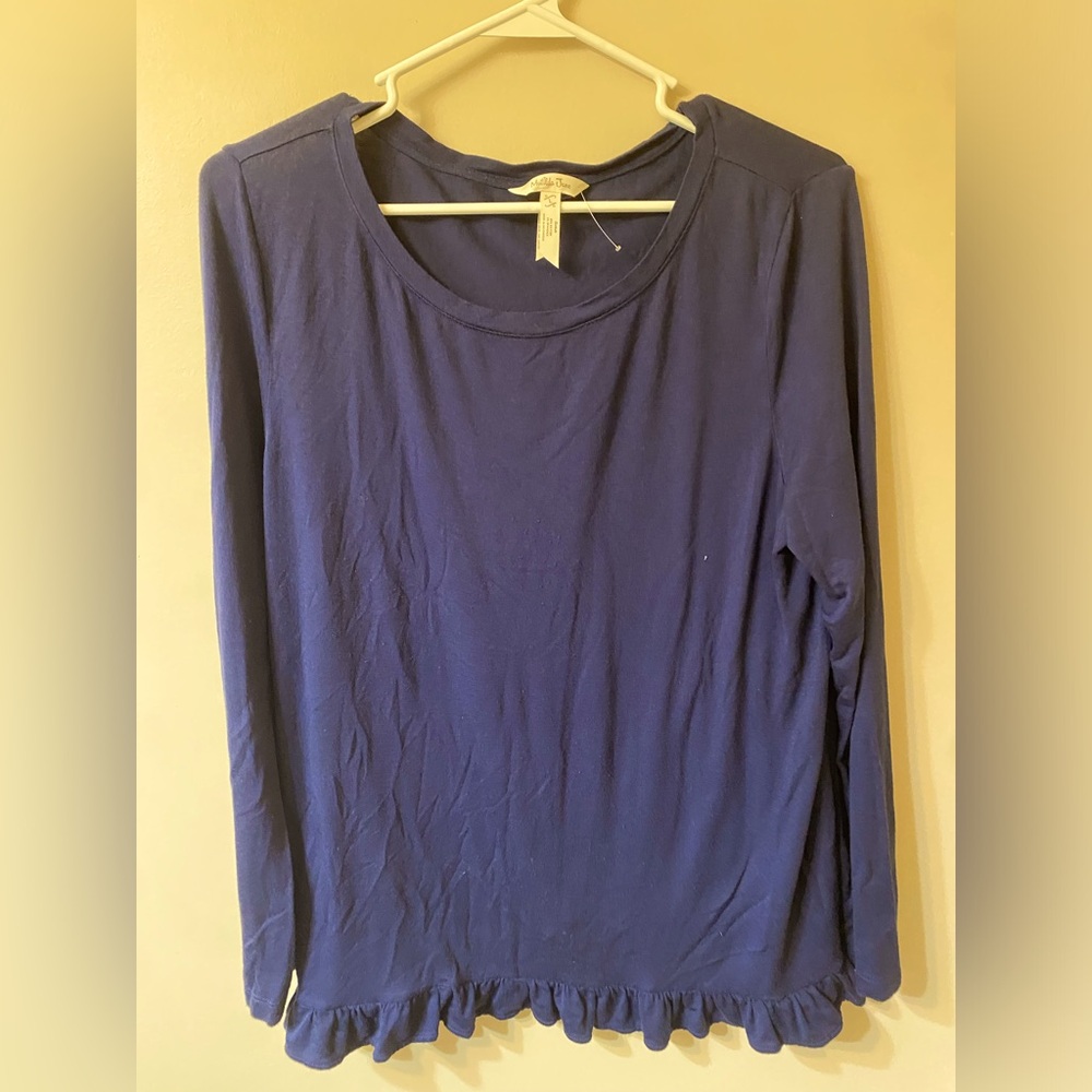 FINAL DROP! Matilda Jane Blue Navy Long Sleeve Top, Ruffle Bottom Casual